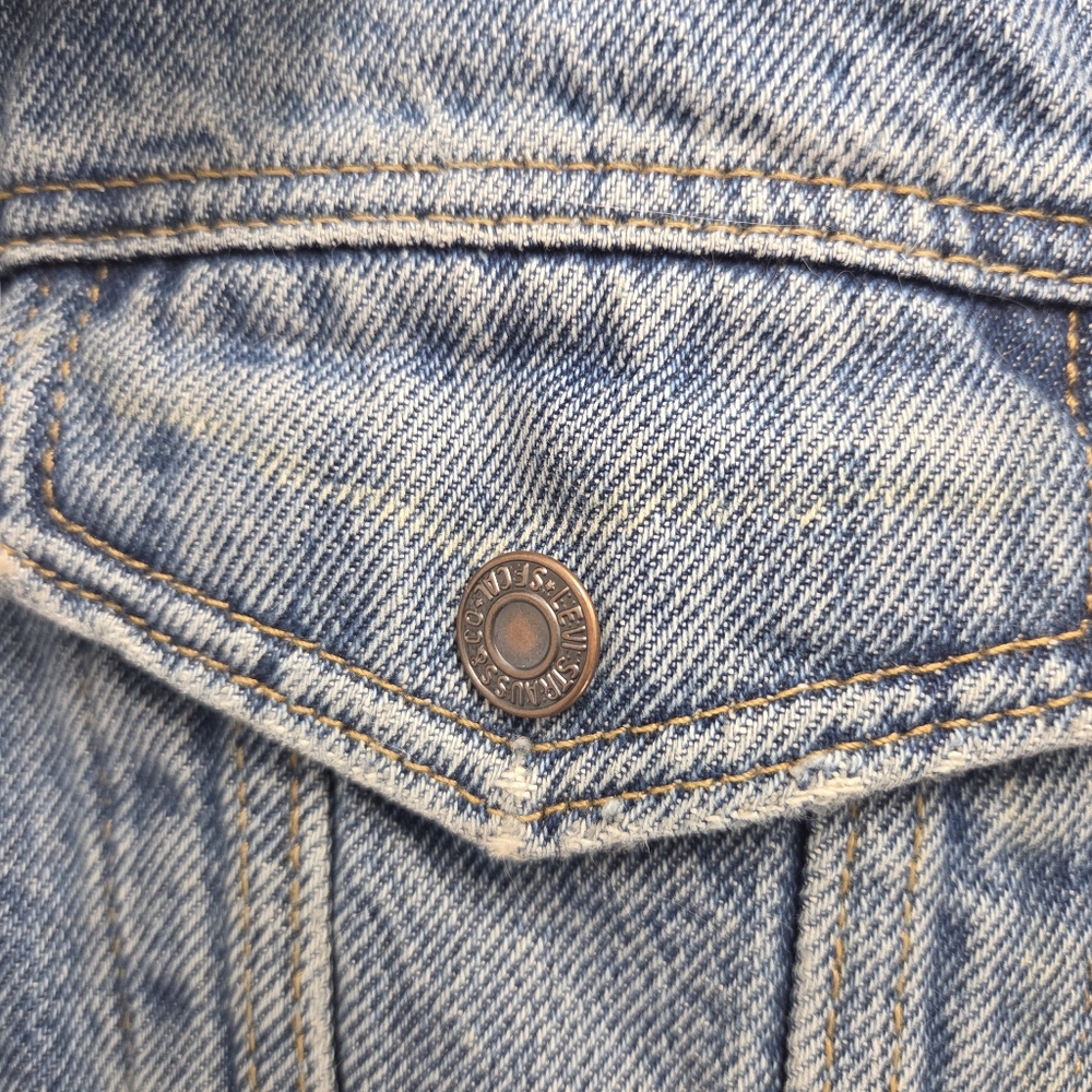 Levi's Original Sherpa Trucker Jacket Blue Denim Jean Coat Women's Size Small - Picture 7 of 14